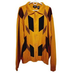 Vintage Pardazzio Uomo Size XXL Cardigan Sweater Button-Up Acrylic/Wool  yellow